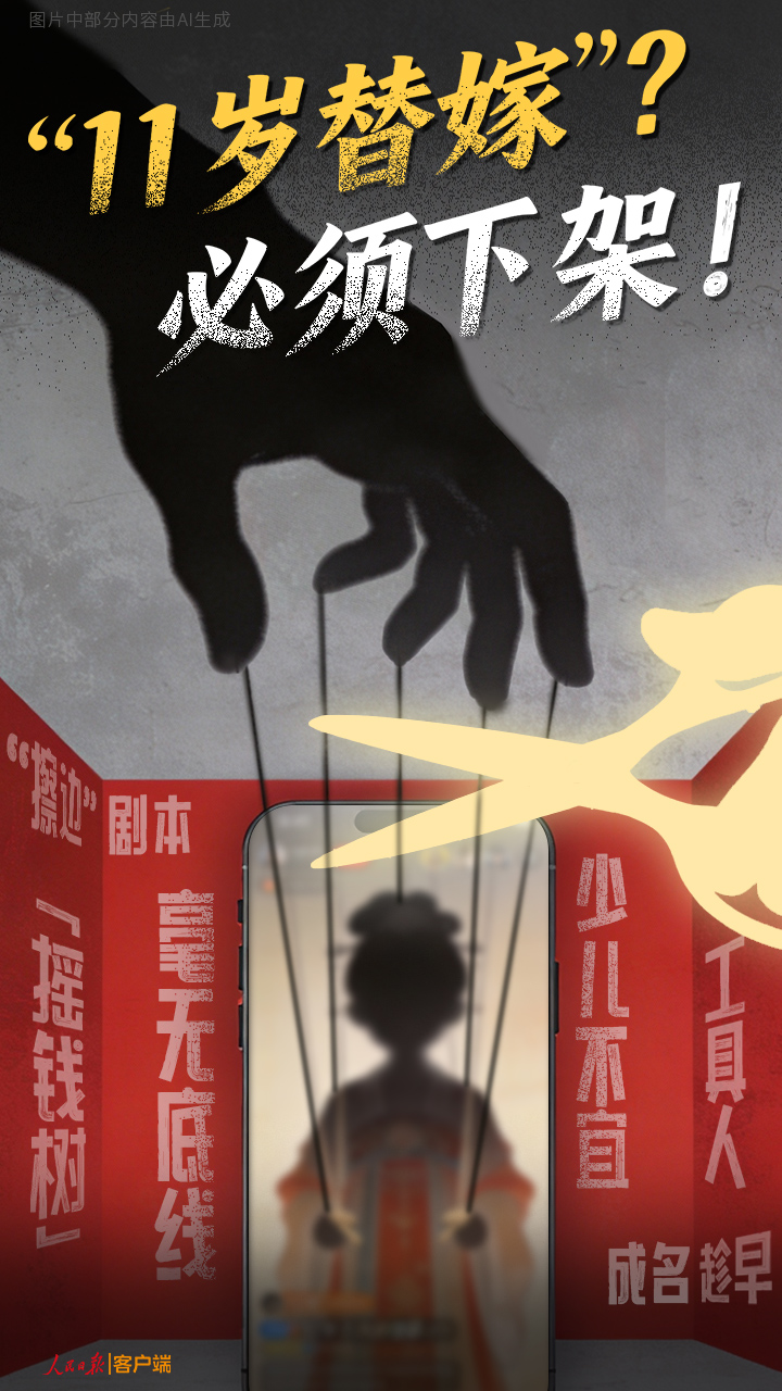 人民日报批微短剧炮制11岁替嫁剧情：必须下架！